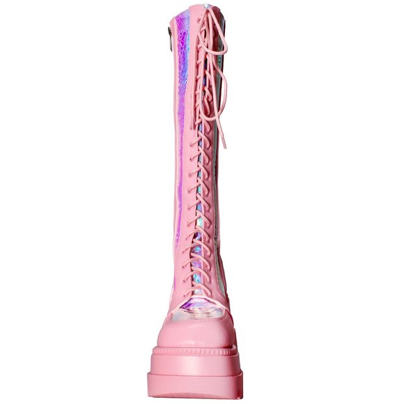 LASR Pink Poison Hi Platform Boots - Picture 4 of 8